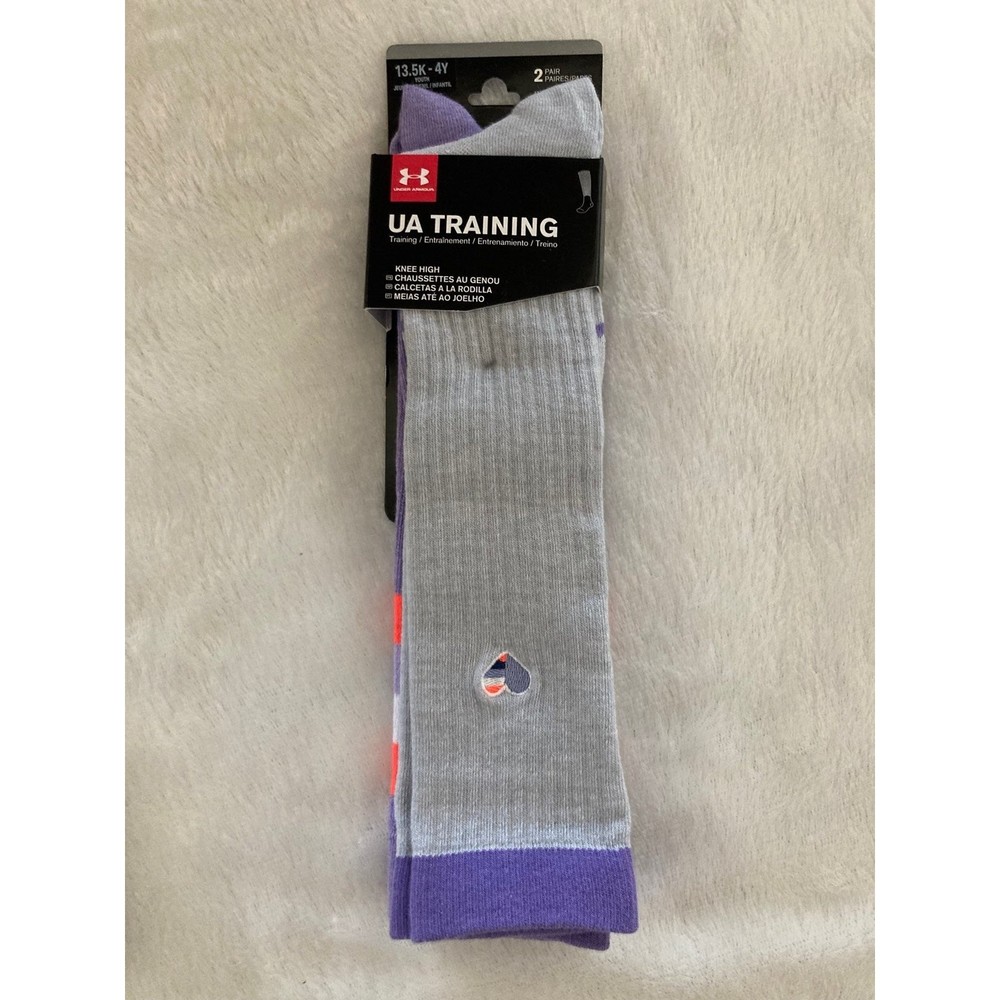 UNDER ARMOUR UA Soccer Socks 2 Pairs Youth (13.5K-4Y) Women (4-6) Knee High